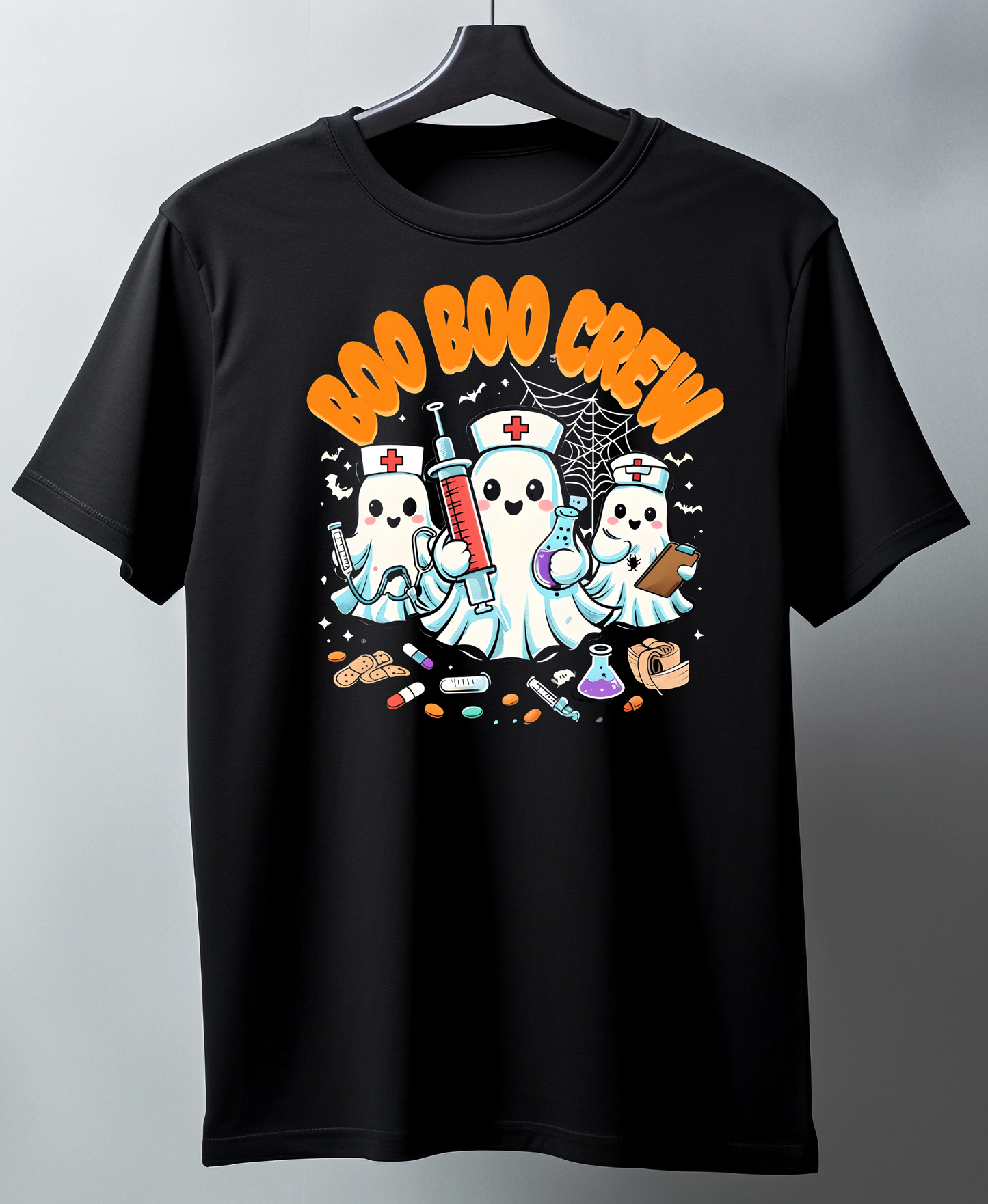 Black t-shirt with 'Boo Boo Crew' graphic