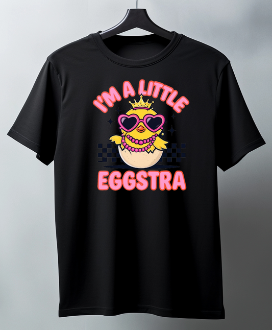 Chick dressed up "Eggstra"