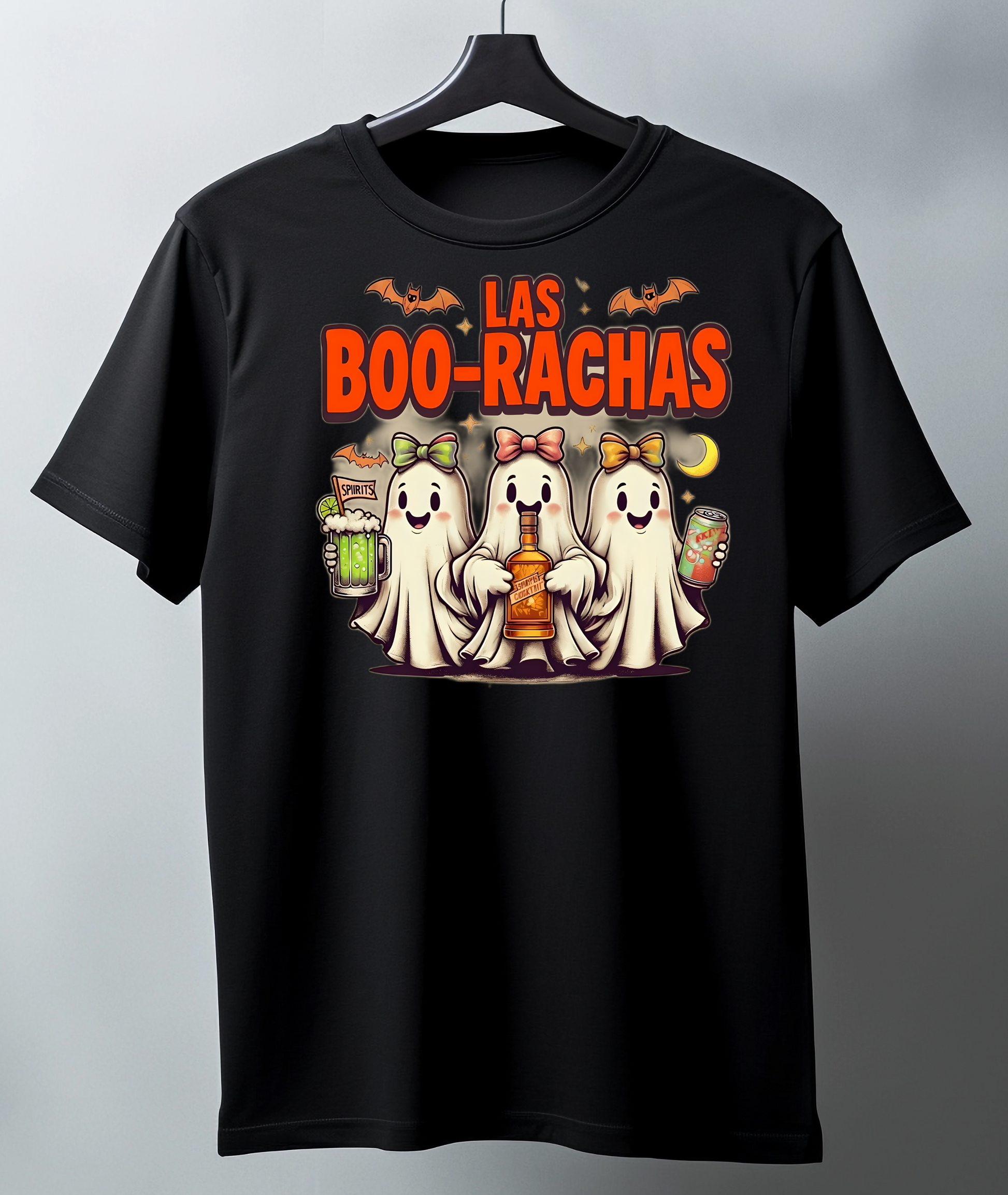 Black t-shirt with 'Las Boo-Rachas' graphic design 