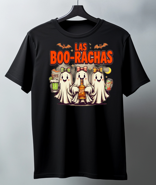 Black t-shirt with 'Las Boo-Rachas' graphic design 